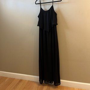 Black Flowy Sheer Lined Sleeveless Dress, size Large.